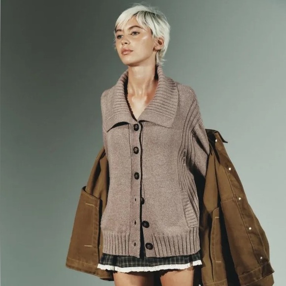 ZARA RIB TRIM CARDIGAN - Picture 3 of 9